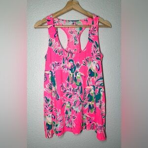 Lilly Pulitzer Monterey Tank Top Toucan Parrot Bird Pink Women’s Size XS